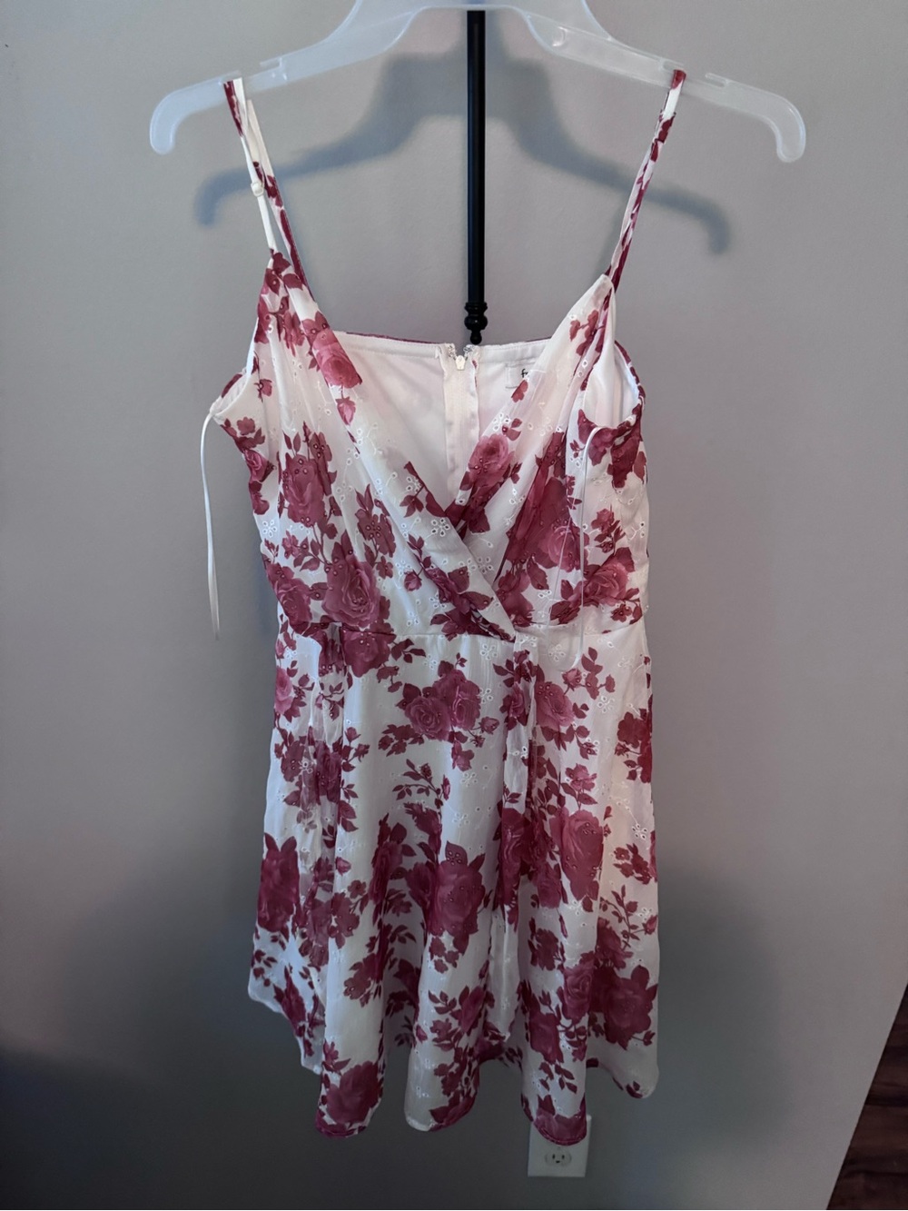 Francesca's Collections White Mini Dress with Pink Floral Print